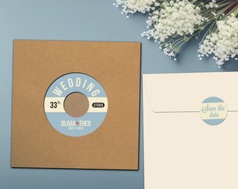 10 Vinyl Wedding Invitations with Kraftpaper Sleeve | Custom Record Invitation | Vinyl Invite | Invite