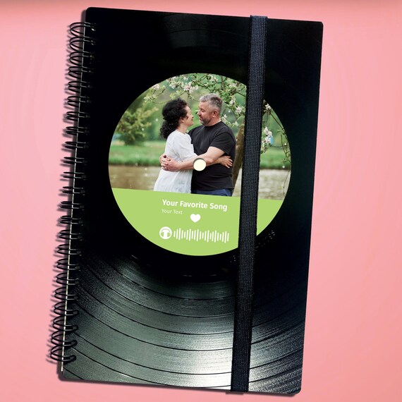 Notizbuch aus Schallplatte mit Foto und Song |  Valentinstag Geschenk Personalisiert | Valentinstagsgeschenk Freund | Valentinstagsgeschenk