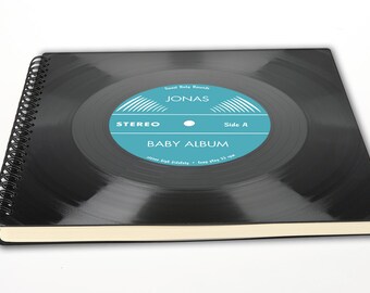 Baby Shower | Personalized Photo Album | Customized Guest Book made of Record | Baby Album | Sketchbook | Gift