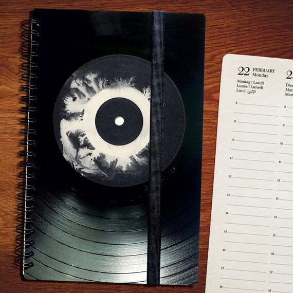 A5 Kalender 2023 aus Schallplatte | Upcyling Taschenkalender | Musiker Geschenk | Wochenplaner | Jahresplaner | Buchkalender | Upcycling