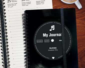 DJ Gift | Blank Journal Vinyl - Personalized Journal | Blank Notebook | Music Journal | Gift for Musicians | Boyfriend Gift | Blank Gift