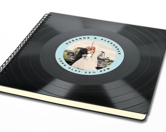 Personlig gästbok för bröllop | Bröllopsalbum tillverkat av vinylskiva - Fotoalbum | | Vinylalbum | Vintagealbum | Bröllopsfoto