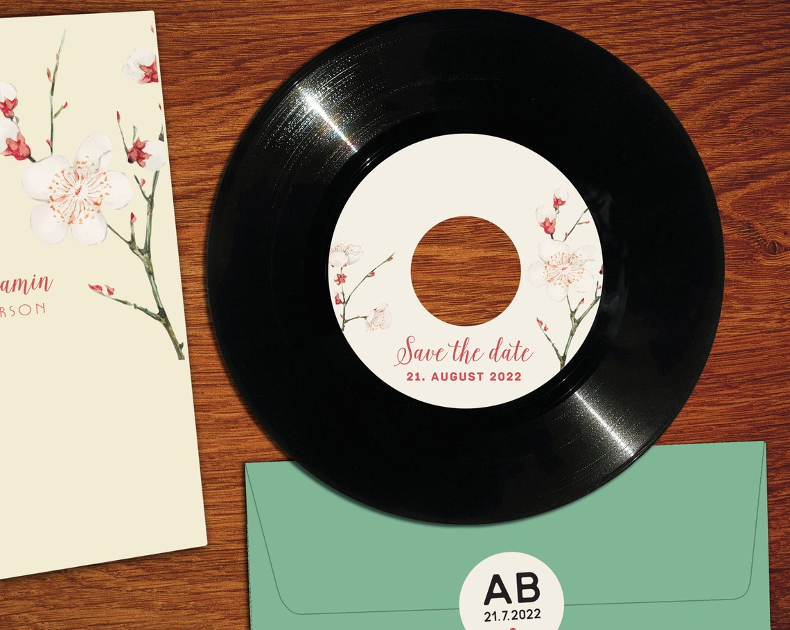 Music Wedding Invitations Made From Real Vinyl With Timeline | Custom ...
