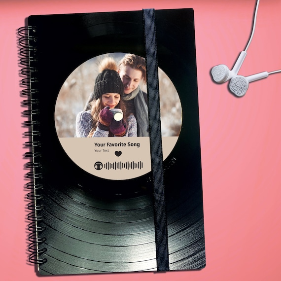 Notizbuch aus Schallplatte mit Foto und Song |  Valentinstag Geschenk Personalisiert | Valentinstagsgeschenk Freund | Valentinstagsgeschenk