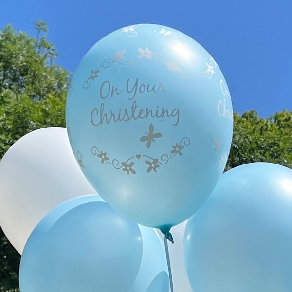 Ballons de baptême, Ballons bleus pour fête de baptême, Décorations de baptême pour garçon, Baptême de bébé garçon, Décoration de baptême pour table