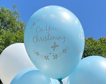 Christening Balloons, Blue Balloons for Christening Party, Christening Decorations Boy, Christening Baby Boy, Christening Decor for Table