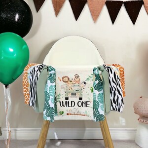 Safari Baby Highchair Banner For 1st Birthday, Wild One Jungle Theme Birthday Party Decoration, Photo Prop, One Banner, Party Supplies