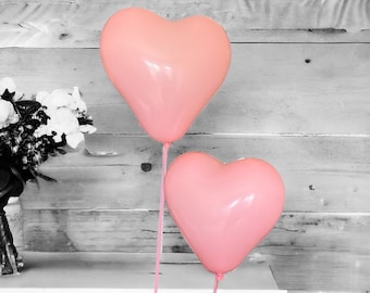 11 Inch Heart Balloons Pink or White, Balloons for Wedding Decoration, Anniversary or Engagement Party Decor, Pink Decorations, Love Theme
