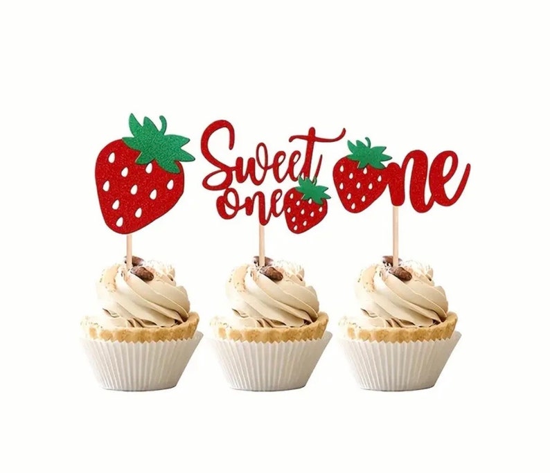 First Birthday Glitter Cupcake Toppers, Sweet One Birthday Party ...