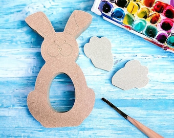 Personalised Easter Craft Kit For Kids, Paint Your Own Kinder Egg Holder Easter Bunny, Easter Gifts For Children, Rabbit Easter Decorations