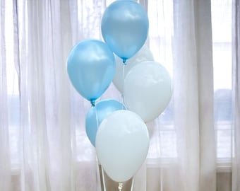 Blue and White Pearl Effect Balloons, Baby Shower Balloons Boy, Baby Boy Christening Party Decoration, New Baby Decor, Wedding Balloon Decor