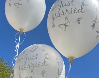 11 "Perlenweiß Just Married Hochzeit Luftballons, Hochzeitsdekoration, Hochzeit Foto Requisiten, Hochzeitsfeier, modernes Hochzeitsdeko