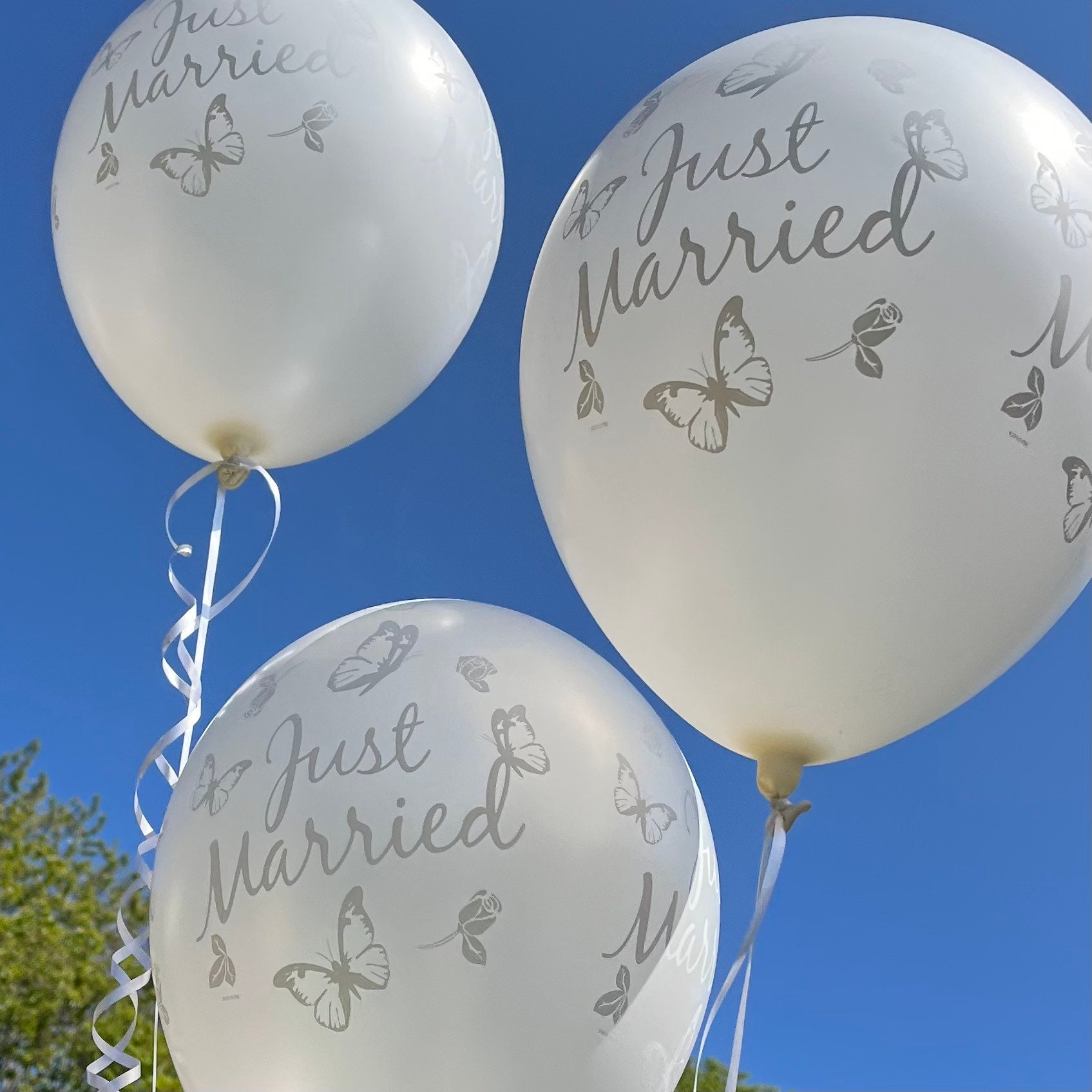 Buchstaben-Girlande Folienballons Just Married - Freie Farbauswahl
