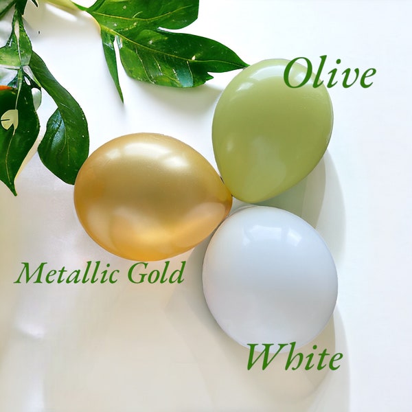 Mini Balloons Olive, White, Metallic Gold, Balloon Mosaic Filler, 5 Inch Balloons, Wedding Decorations, Baby Shower Boxes, Party, Green