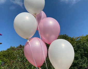 Pink and White Pearl Effect Balloons, Wedding Balloons, Baby Shower Balloons, Birthday Party, Christening Decor, Pastel Balloon, Baby Pink