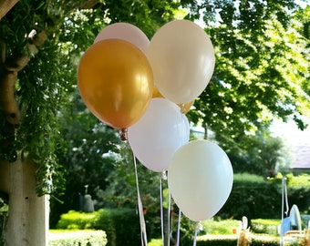 11 Inch White, Gold, Ivory Cream and Blush Balloons for Wedding, Christening, Baptism, Baby Shower, Balloon Arch, Garland, Neutral Colours