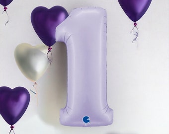 Lilac 40 Inch Giant Foil Number Balloons, Air or Helium, Birthday Balloons, Purple Party Decorations, Age Balloons, Kids Party, 1st Birthday