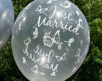 5 11" Just Married Wedding Balloons, Wedding Decor, Wedding Balloon Decorations, Wedding Reception Decor, Wedding Decorations, Boho Wedding