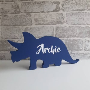 Personalised Dinosaur Decor for Nursery or Childrens Bedroom, Dinosaur Nursery Decor, Dinosaur Gifts, Triceratops, Playroom Decoration