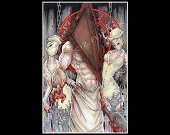Pyramid Head and Nurses Silent Hill Poster Art Print By Chris Oz Fulton Signed