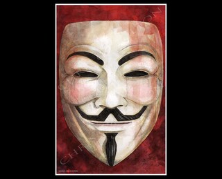 T-Shirt Uomo V Per Vendetta - Maschera Guy Fawkes - Linea Classic 100% Cotone 185 G/mq - Stampa Artigianale Ecologica