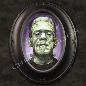 Frankenstein&#39;s Monster Horror Movie Framed Art Print By Chris Oz Fulton Signed