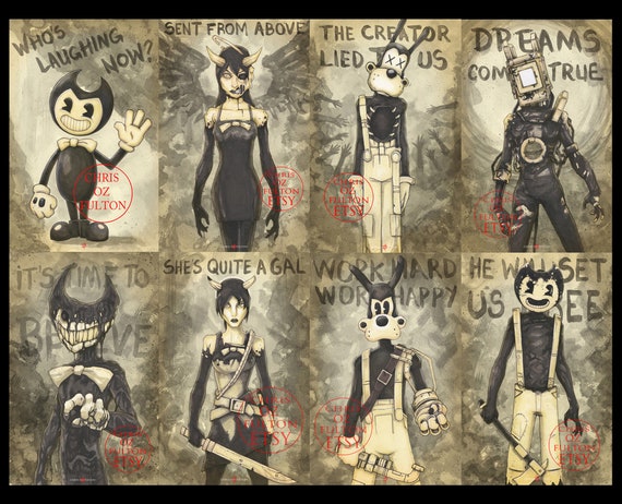 Pick Your Set of 6 Bendy and the Ink Machine Digital Download 