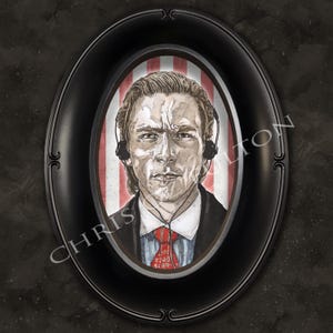 American Psycho Horrorfilm gerahmter Kunstdruck Chris Oz Fulton