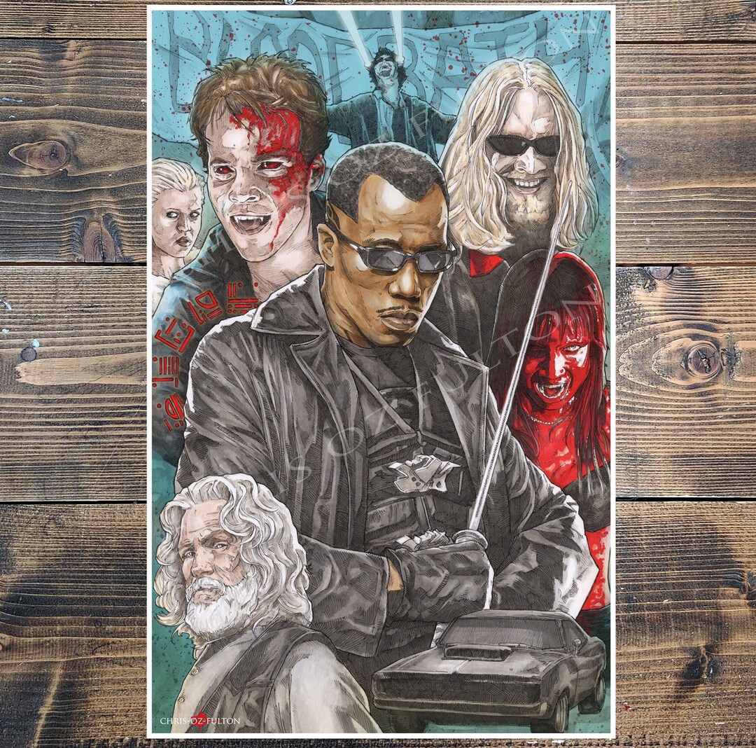 Blade Vampire Horror Movie Wall Art Print Signed by Artist Chris Oz ...