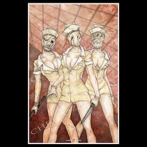 Silent Hill Nurses Video Game Poster Print Signed Artist Chris Oz Fulton