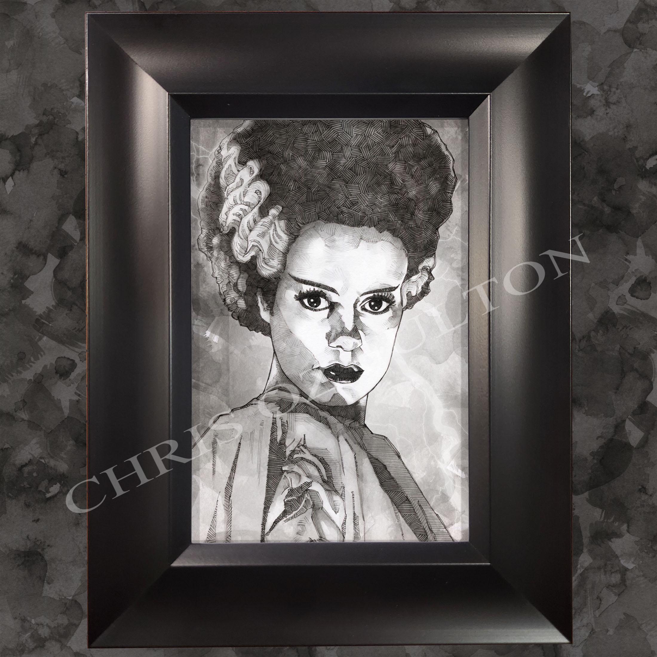 Bride of Frankenstein Horror Movie Framed Art Print by Chris Oz Fulton ...
