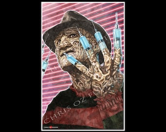 Freddy Krueger A Nightmare On Elm Street Poster Print By Artist Chris Oz Fulton Signed