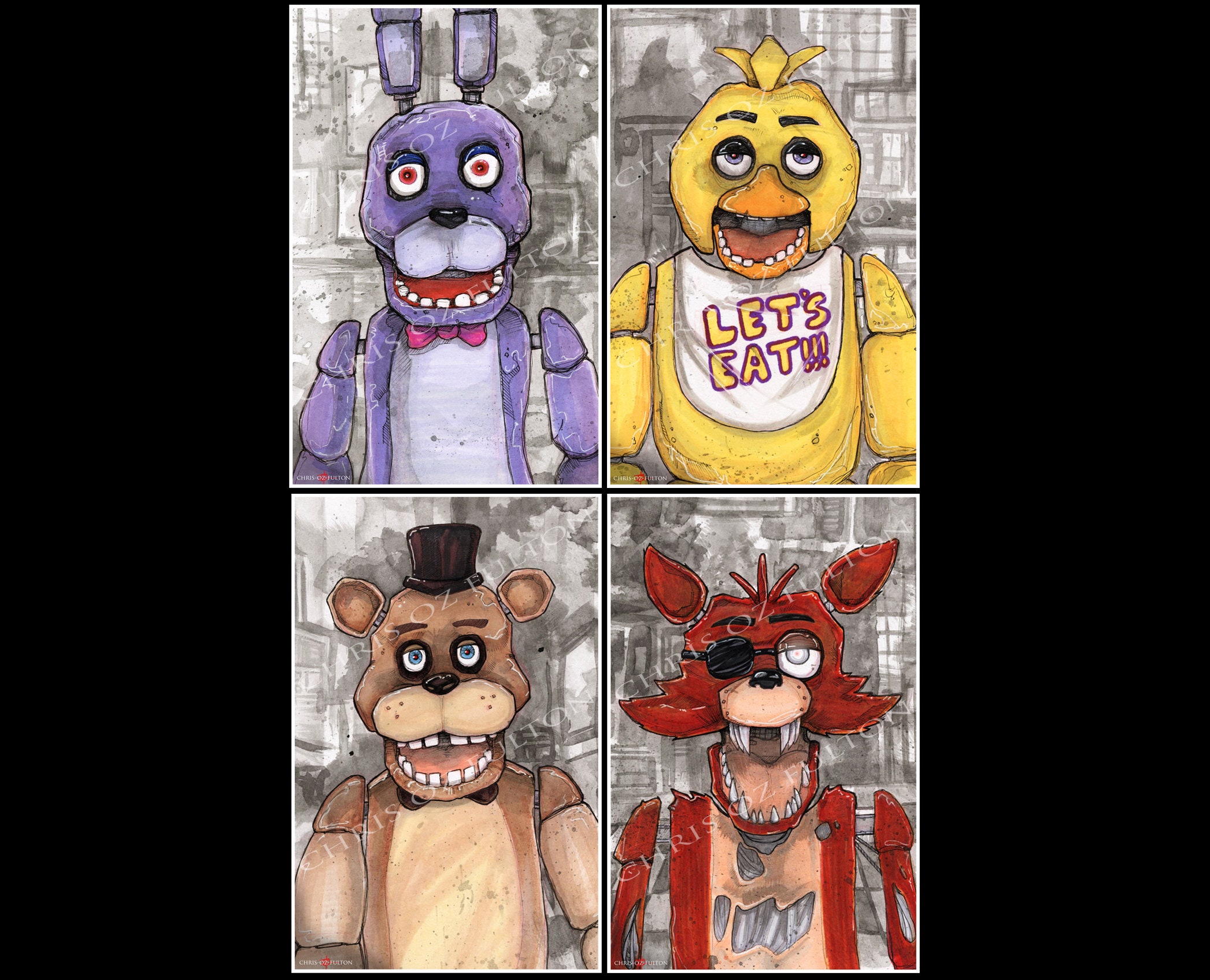 i got really into fnaf a couple of months ago and collected my fanart from  then till now into a zine that you can download for free. my friend  suggested i share