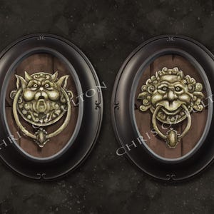 Labyrinth Door Knockers Framed Art Print Set of Two By Artist Chris Oz Fulton