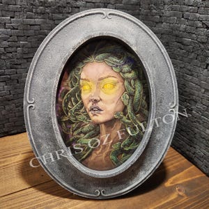 Méduse, gorgone, mythologie grecque, impression d&#39;art encadrée Chris Oz Fulton