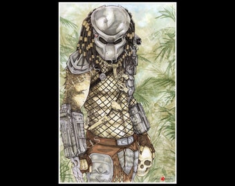 Póster de Yautja, el cazador de la jungla de Predator, impresión del artista Chris Oz Fulton