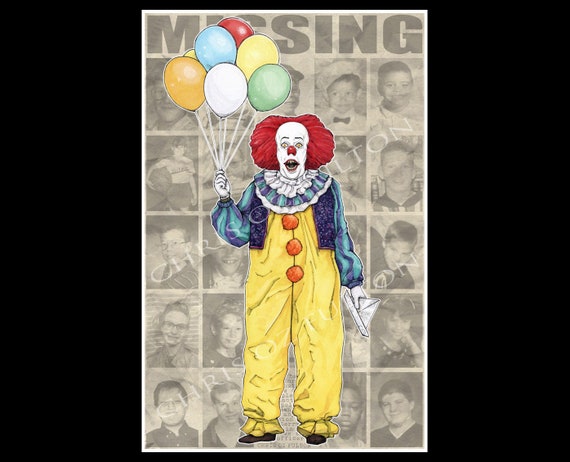 Jane Austen Postnummer timeren IT Pennywise the Clown Tim Curry Stephen King Missing Poster - Etsy