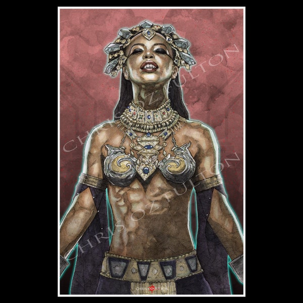 Akasha Queen Of The Damned Horror Film Poster Wand Kunst signiert von Künstler Chris Oz Fulton