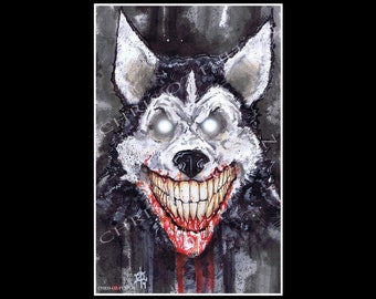 Smile Dog Creepypasta  Poster Art Print By Artist Chris Oz Fulton