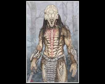 Predator Prey Feral Hunter Yautja Poster Print Artist Chris Oz Fulton