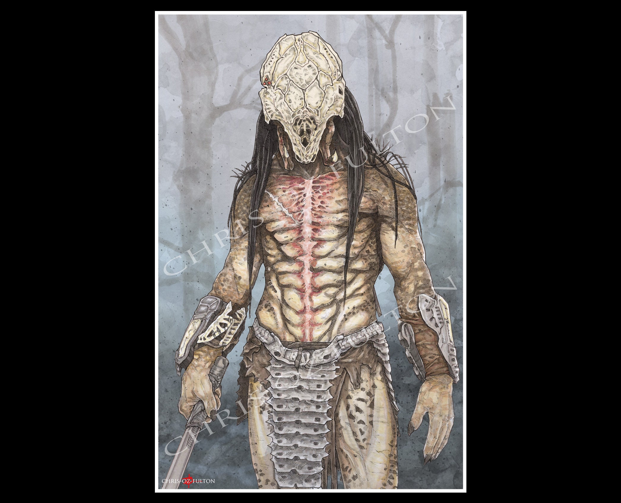 Predator Prey Feral Hunter Yautja Poster Print Artist Chris Oz Fulton