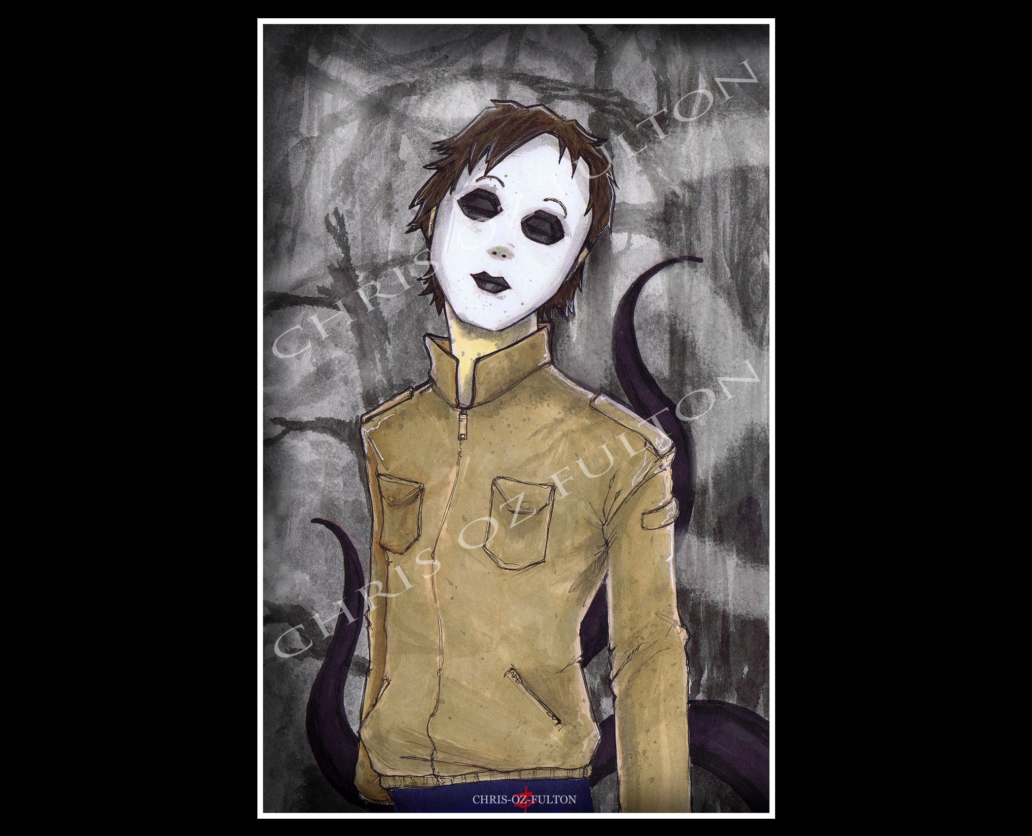 Slenderman Masky Hoodie Creepypasta Set of 3 signed Prints Chris Oz Fulton  