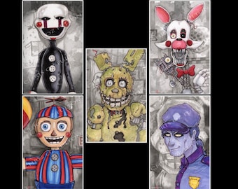 Five Nights at Freddy's Poster Print Set Of 5