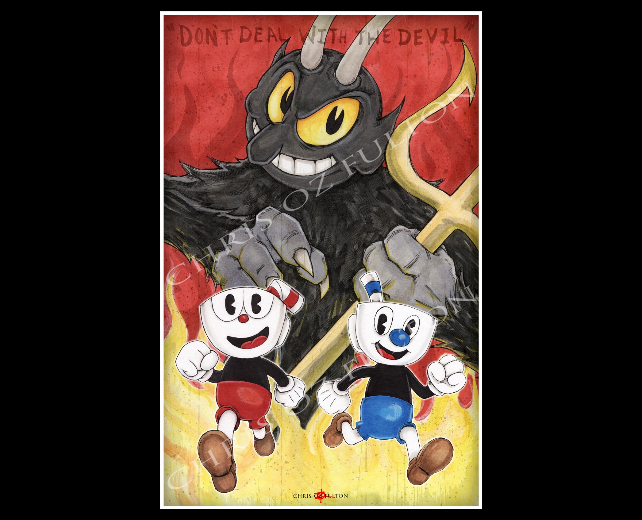 Cuphead and Mugman Wallpaper  Pintura de portas, Imagens de desenhos,  Desenhos