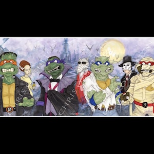 TMNT Ninja Turtles Universal Monsters 10.5x25 Poster Print By Artist Chris Oz Fulton