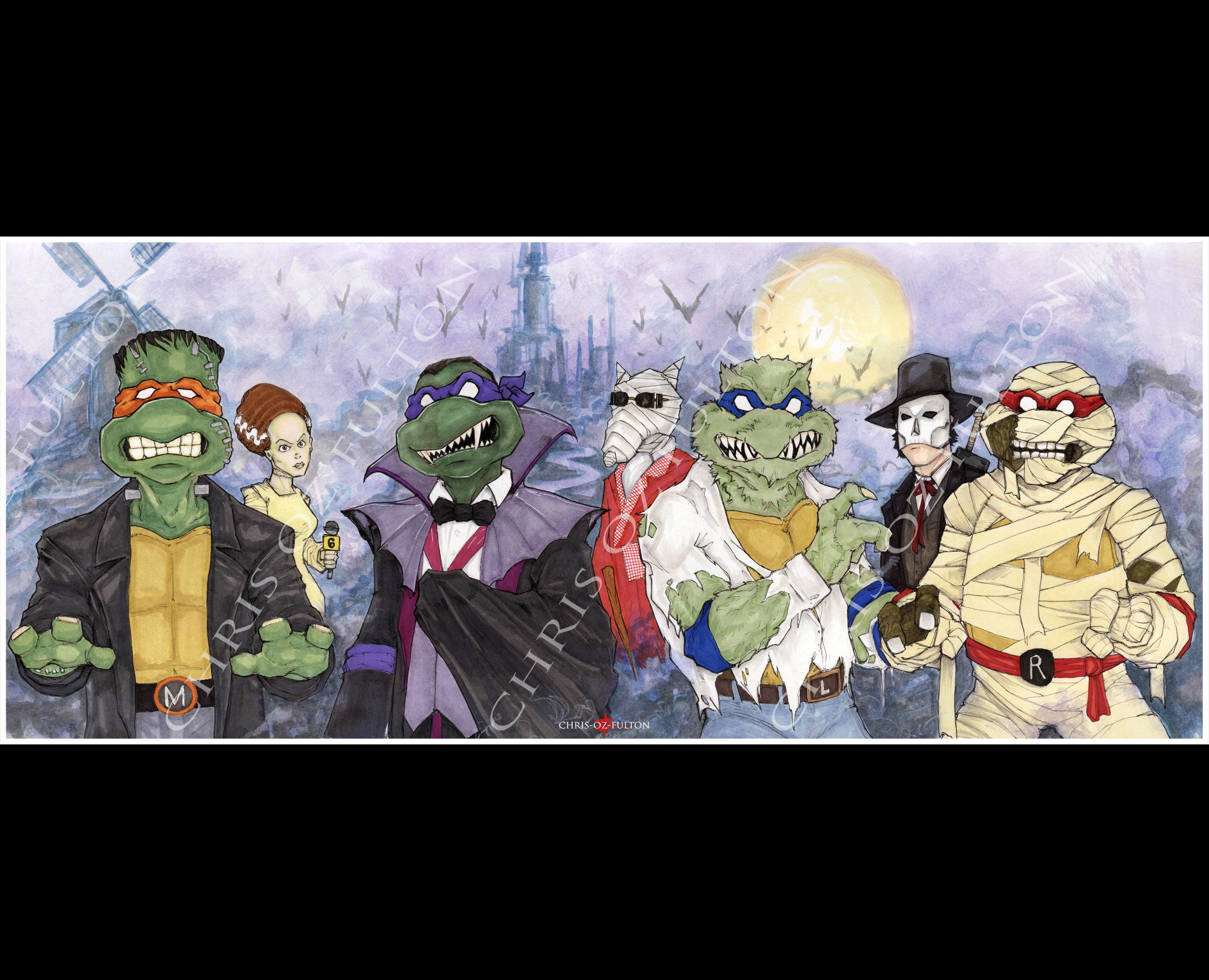 TMNT Ninja Turtles Universal Monsters 10.5x25 Poster Print By | Etsy