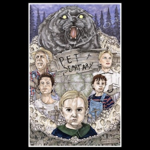 Pet Sematary Stephen King 1989 80s Horror Movie Poster Art Print Signed By Chris Oz Fulton