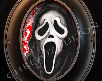 Ghost Face Scream Horror Movie Framed Art Print By Artist Chris Oz Fulton Signed!!