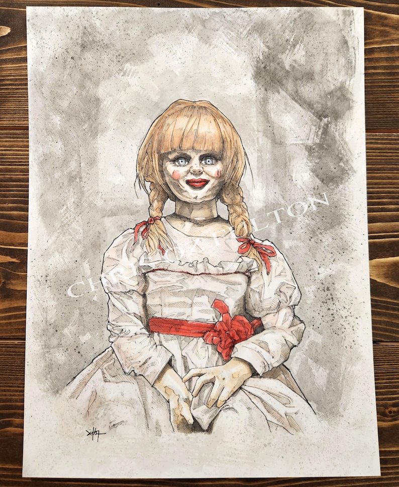 Annabelle the Conjuring Original Drawing Painting Artwork by Chris Oz ...