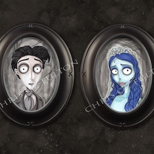 Corpse Bride Victor und Emily Kunstdruck im Zweier-Set vom Künstler Chris Oz Fulton signiert!!